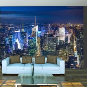 Fotomurale  Manhattan  notte  Colore blu navy, Dimensioni e Misure 250x193