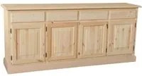 Credenza 4 porte 4 cassetti legno massello pino grezzo 195x45x85 - Mobili 2G