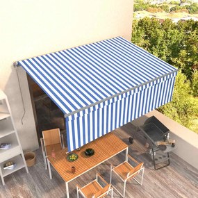 Tenda Sole Retrattile Manuale Con Parasole 4,5x3m Blu E Bianco /