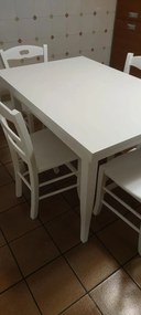 Tavolo rettangolare classico in legno massello bianco opaco 140x80 cm