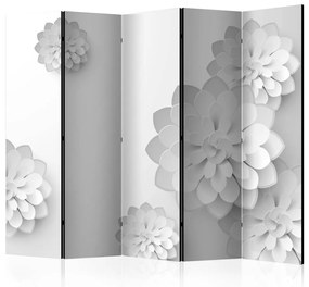 Paravento White Garden II - fiori bianchi con illusione 3D