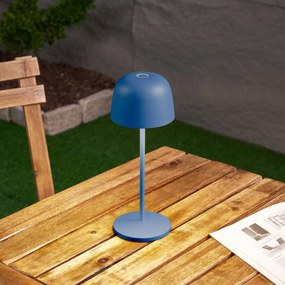 Lindby Lampada da tavolo LED Arietty, blu, alluminio, Ø 10,5 cm