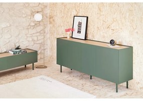 Cassettiera bassa in rovere decorato in colore verde-naturale 165x78 cm Arista - Teulat