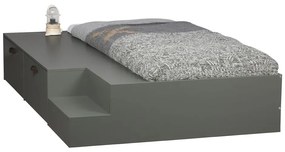 Letto per bambini in legno di pino verde-grigio con contenitore 80x200 cm Stage - vtwonen