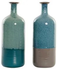 Vaso DKD Home Decor Azzurro Verde Metallo Porcellana 30 x 40 cm 11 x 11 x 30 cm (2 Unità)