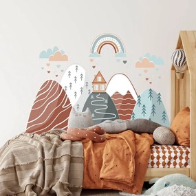 Adesivi murali per la stanza dei bambini - Colline con arcobaleno | Inspio
