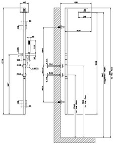 Miscelatore Termostatico a muro con soffione deviatore flessibile 150 cm e doccetta anticalcare Cromo Rettangolo Shower 23405 Gessi