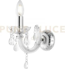 Applique a parete houston trasparente 1 luce attacco e14 22x22x21cm