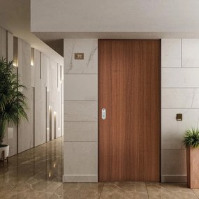 Porta blindata DI.BI. Safety L 90 x H 200 cm in melaminico noce/bianco, apertura spingere a destra, falso telaio incluso