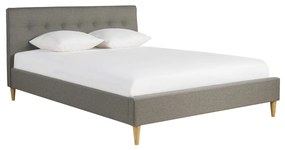 Letto matrimoniale 160x200 cm con testata letto in tessuto grigio chiaro LEONCE