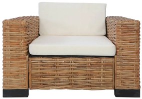 Set divani 2 pz con cuscini in rattan naturale