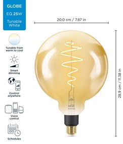 Lampadina LED dimmerabile VINTAGE G200 E27/6W/230V 2000-5000K CRI 90 Wi-Fi - WiZ