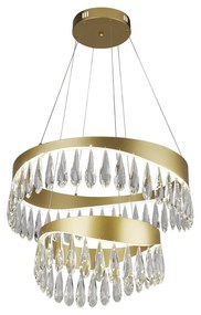 Lampadario Classico Gioiello Acciaio Oro Vetro Led 53W 4000K