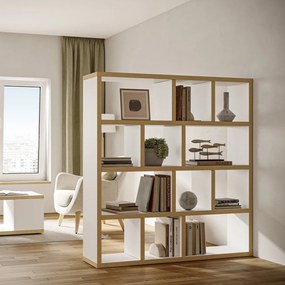 Libreria bianca con bordo in legno 150x159 cm Berlin - TemaHome
