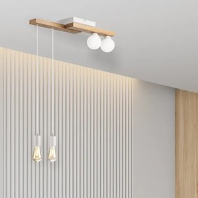 Lampadario a sospensione con filo CORTINA 2xE27/15W/230V + 2xG9/5W/230V bianco/quercia