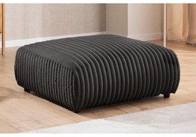 Poggiapiedi grigio scuro con rivestimento in velluto a coste Justin – Ropez