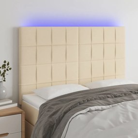 Testiera A Led Crema 144x5x118/128 Cm İn Tessuto /