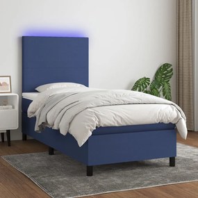 Letto A Molle Con Materasso E Led Blu 80x200 Cm İn Tessuto /