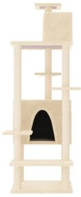 Albero per Gatti con Tiragraffi in Sisal Crema 154 cm