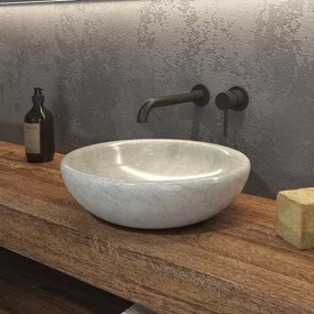 Lavabo in marmo colore crema 40cm con bordo arrotondato | Litos-SC40 - KAMALU