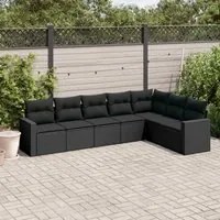 Set Divani da Giardino con Cuscini 7pz Nero Polyrattan 3251382