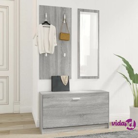 vidaXL Set Scarpiere 3 in 1 grigio sonoma in Legno Multistrato