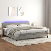 Letto a Molle Materasso e LED Grigio Chiaro 200x200 cm Velluto cod mxl 55096