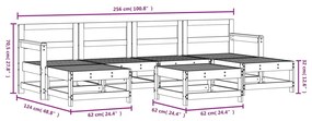 Set Salotto da Giardino 7 pz Grigio in Legno Massello di Pino