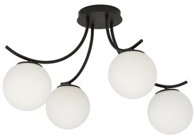 Lampadario da Soffitto in Acciaio e Vetro BOSTON 4 Nero 4xE14 Colore delle Sfere Bianco