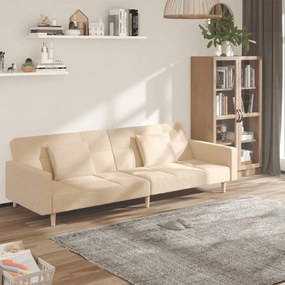 Divano Letto A 2 Posti Con 2 Cuscini Crema İn Tessuto /