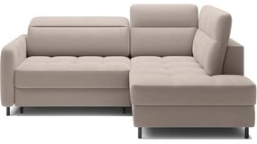 Divano angolare marrone chiaro allungabile/con contenitore (con penisola a destra/a L) e rivestimento in velluto Barea – ELTAP