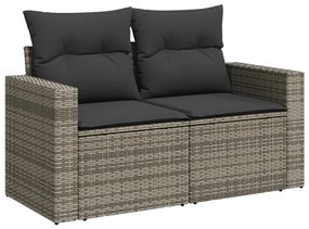 Set divani da giardino 11 pz con cuscini in polyrattan grigio