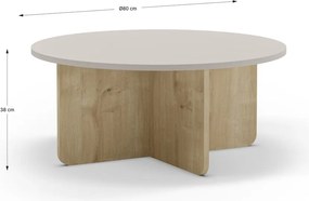 Tavolino da salotto rotondo color crema/di colore naturale con effetto rovere ø 80 cm Hillary – Marckeric