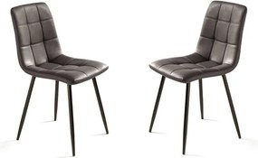 Sedia da cucina in ecopelle e gambe metallo Marrone - ARCA 2 sedie