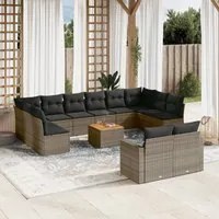 Set Divani da Giardino 13 pz con Cuscini Grigio in Polyrattancod mxl 88029