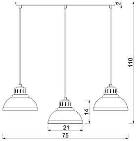 Luminex Lampada a sospensione Sven, a 3 luci, beige, acciaio