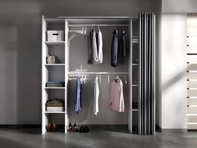 Armadio guardaroba estensibile con tenda L110/180 cm Bianco e grigio - DORIAN