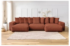 Divano angolare color mattone con rivestimento in velluto a coste Voltaire – Bobochic Paris