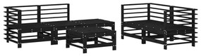 Set Salotto da Giardino 6 pz Nero in Legno Massello di Pino