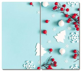 Tagliere in vetro temperato Ornamenti di Natale con fiocchi di neve 60x52 cm