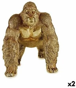 Statua Decorativa Gorilla Dorato 20 x 27,5 x 34 cm (2 Unità)