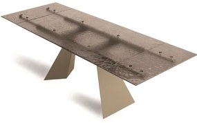 Tavolo allungabile 240 cm WATERS base in metallo Beige e piano in vetro Bronzo