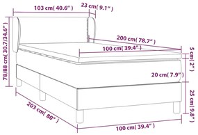 Giroletto a Molle con Materasso Nero 100x200 cm in Tessuto