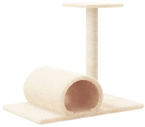 Palo tiragraffi per gatti con tunnel crema 60x34,5x50 cm