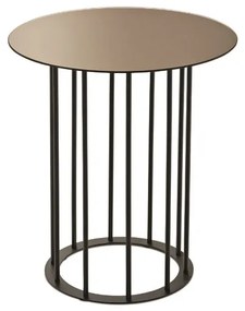 Tavolino tondo D45 cm con base in metallo Nero e piano in vetro Bronzo MUTE