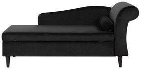 Chaise longue in velluto nero versione destra LUIRO Beliani