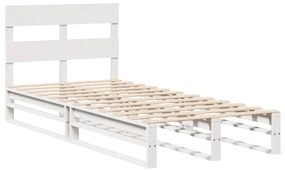 Letto senza materasso bianco 75x190 in legno massello di pino