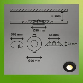 Briloner 7589035 - Set 3x LED dimmerabile per bagno, plafoniera da soffitto KLIRA, 1xLED/4,9W/230V, IP44, nero