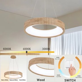 Brilagi - Lampadario LED a sospensione con cavo FALCON WOOD MODERN LED/30W/230V Ø 45 cm in legno