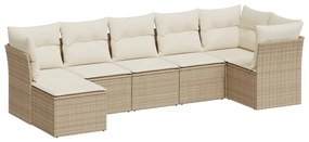 Set divani da giardino 7 pz con cuscini beige in polyrattan